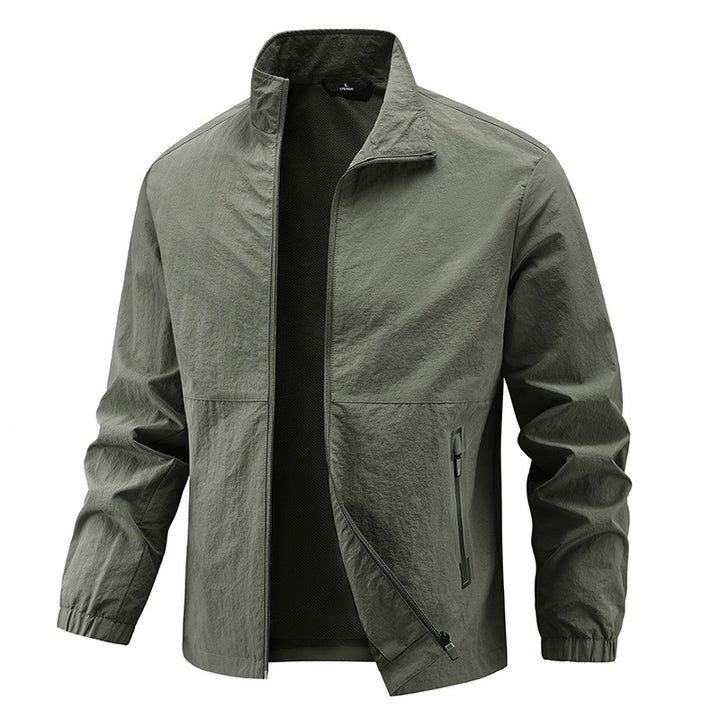 Men's Lightweight Technical Transition Jacket with Stand-Up Collar, Breathable Mesh Lining, and Water-Repellent Zipper Pockets Mune Fashion