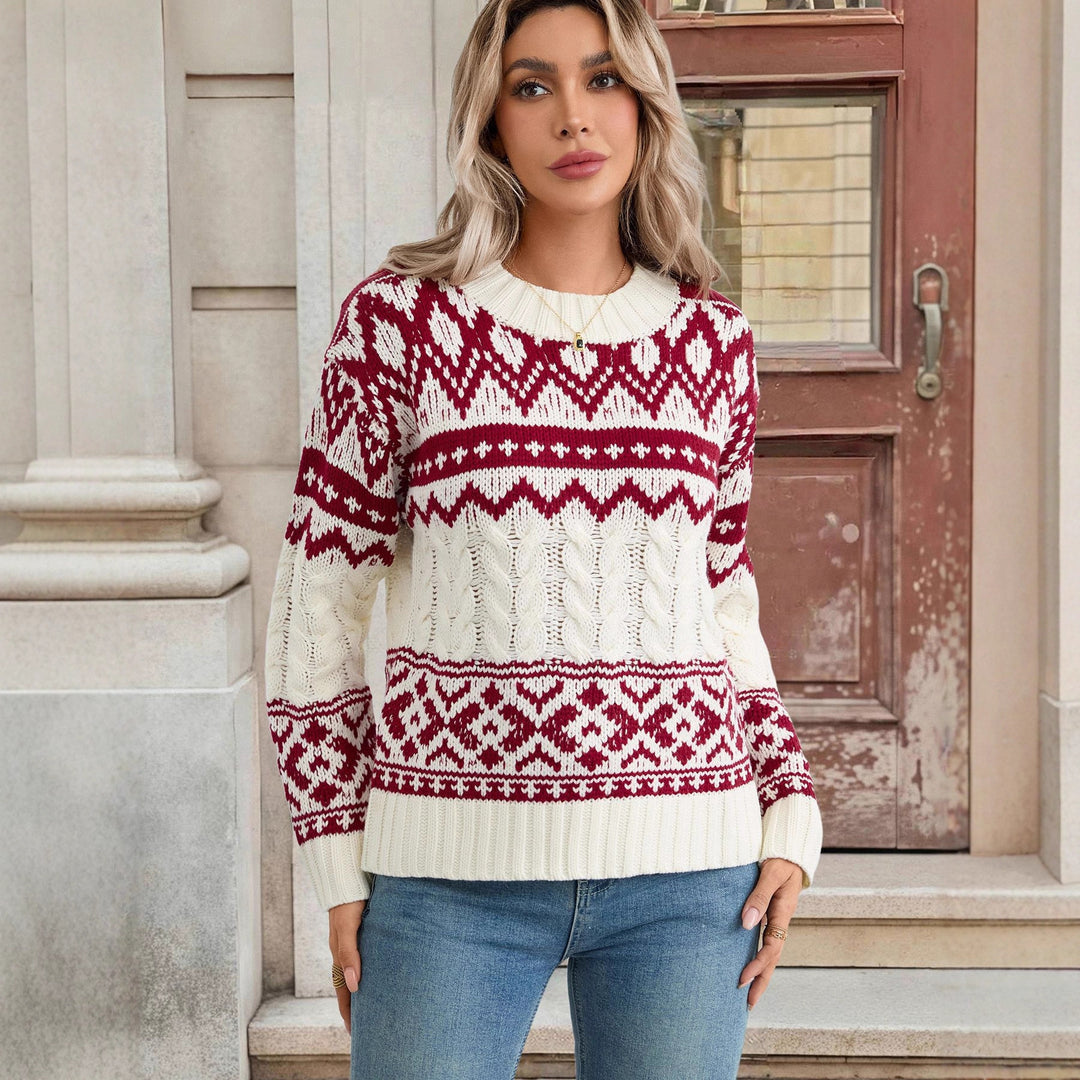 Women's knit sweater with geometric pattern Mune Fashion