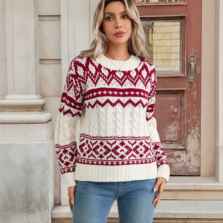 Women's knit sweater with geometric pattern Mune Fashion