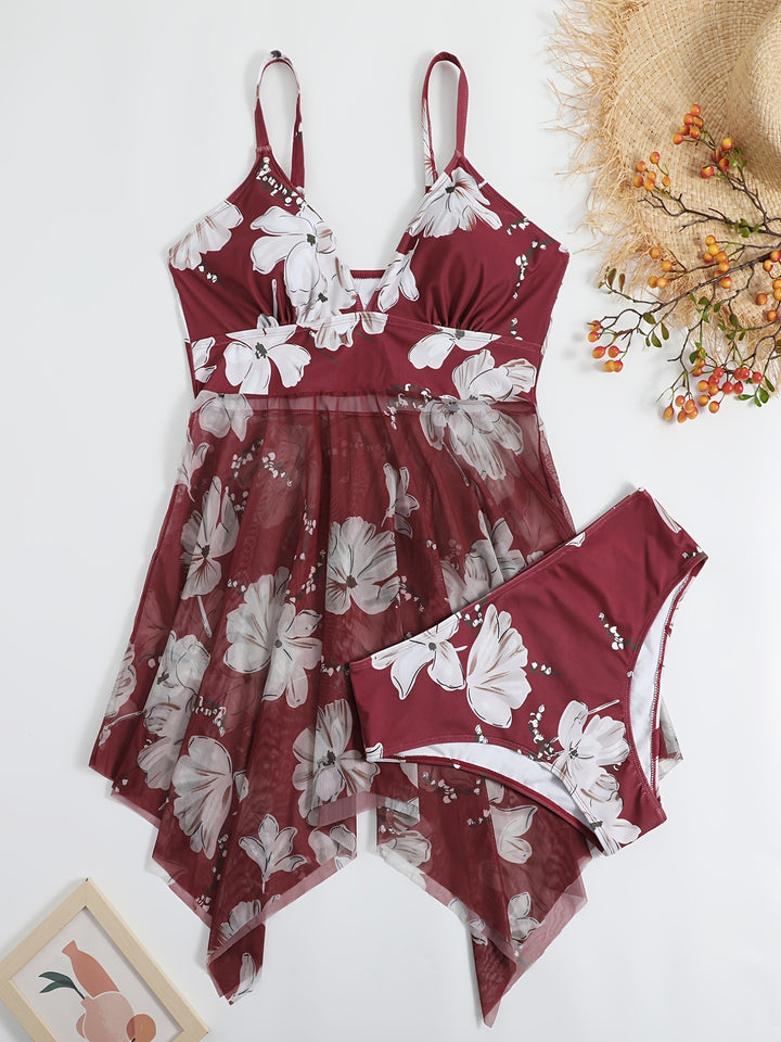 Women's Beach Dress with Floral Overlay Mune Fashion