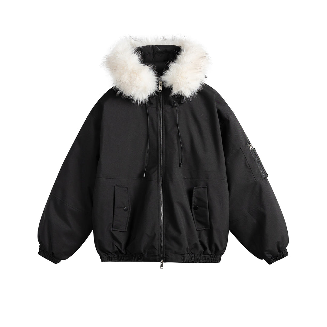 Women's Oversize Bomber Style Parka with Removable Faux Fur Hood Mune Fashion