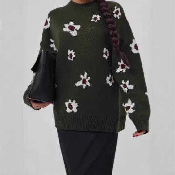 Ladies' Fashionable Sweater with Floral Patterns