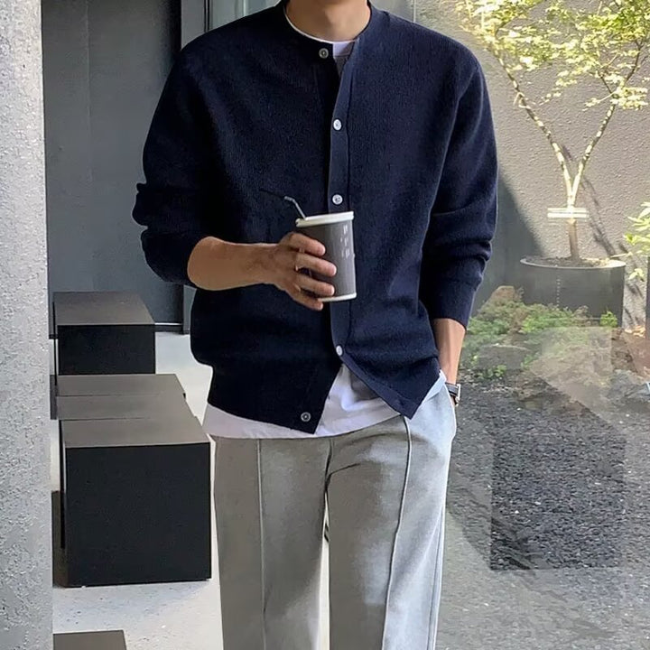 Men's Fashionable Cardigan with Button Placket Mune Fashion
