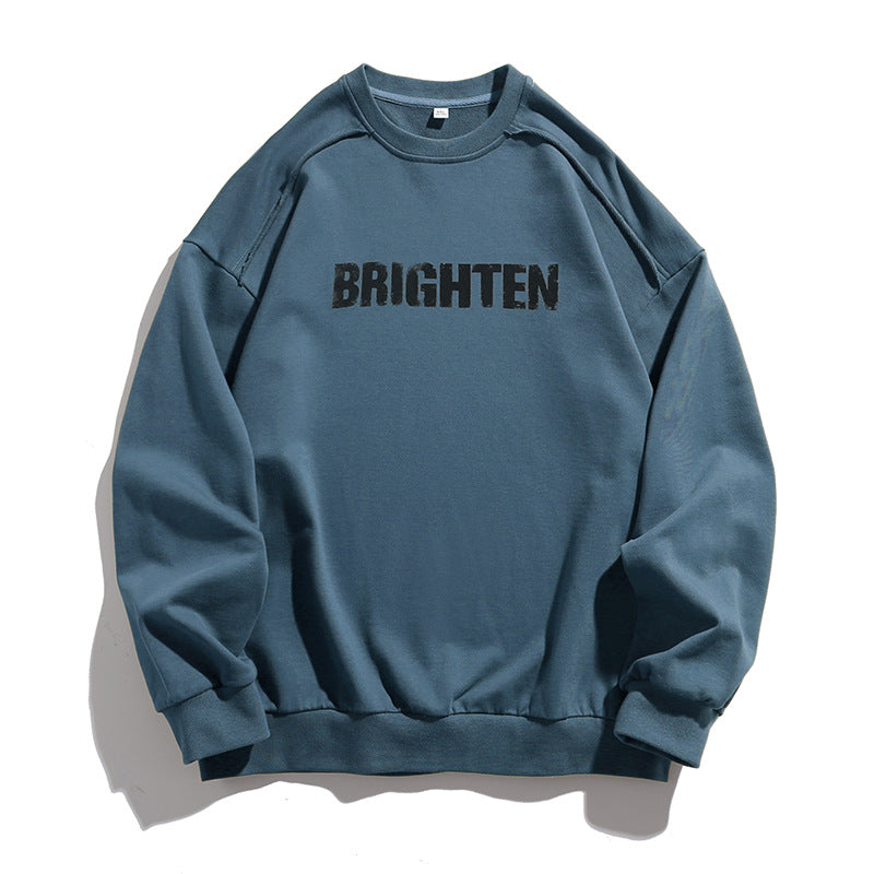 Unisex Oversize Sweatshirt with Distressed Raglan, Statement Print and Ribbed Hem Mune Fashion