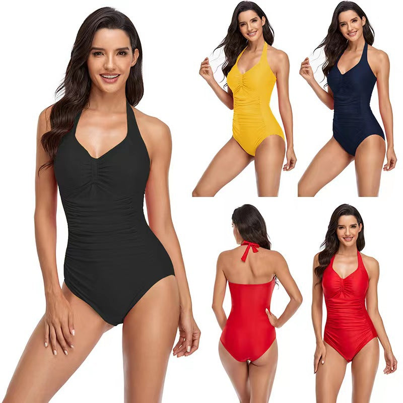 Women's one-piece swimsuit with figure-flattering cut and deep V-neck Mune Fashion