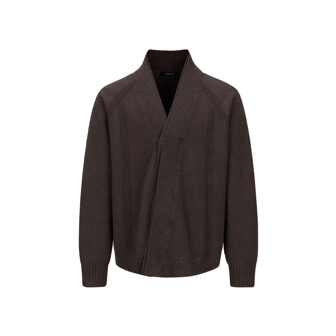 Men's chunky knit cardigan with shawl collar and ribbed cuffs Mune Fashion