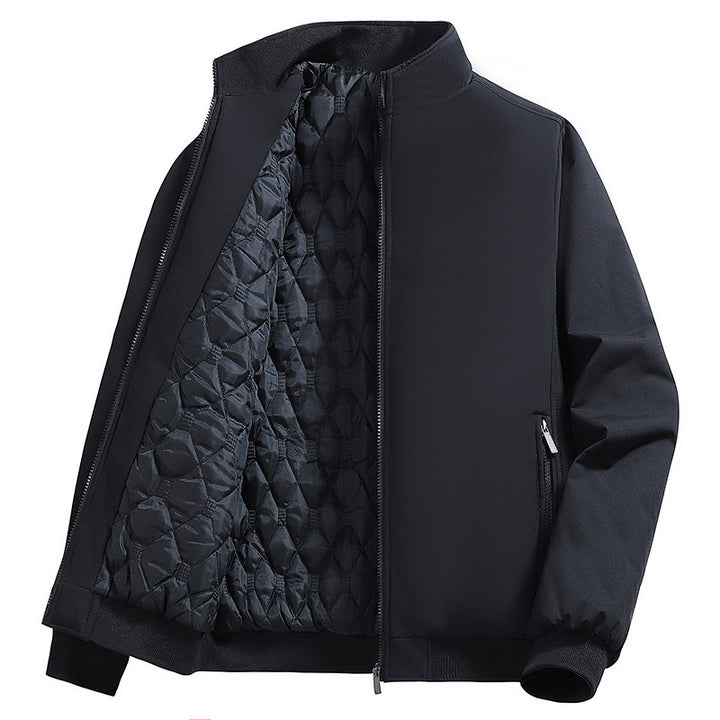 Men's Padded Bomber Jacket with Faux Fur Lining, Stand-Up Collar and Zipper Mune Fashion