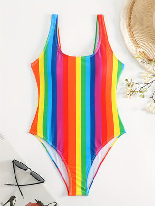 Women's One-Piece Sporty Swimsuit with Fashionable Tie-Dye Design Mune Fashion