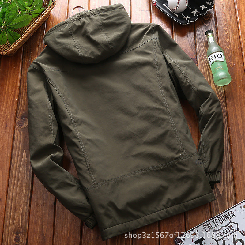 Men's nan wind and water-repellent parka field jacket with detachable hood and Sherpa lining Mune Fashion