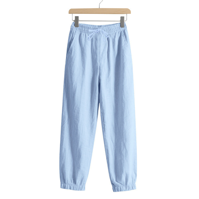Women's relaxed-fit harem pants made of linenblend with drawstring waist and elastic ankle cuffs Mune Fashion