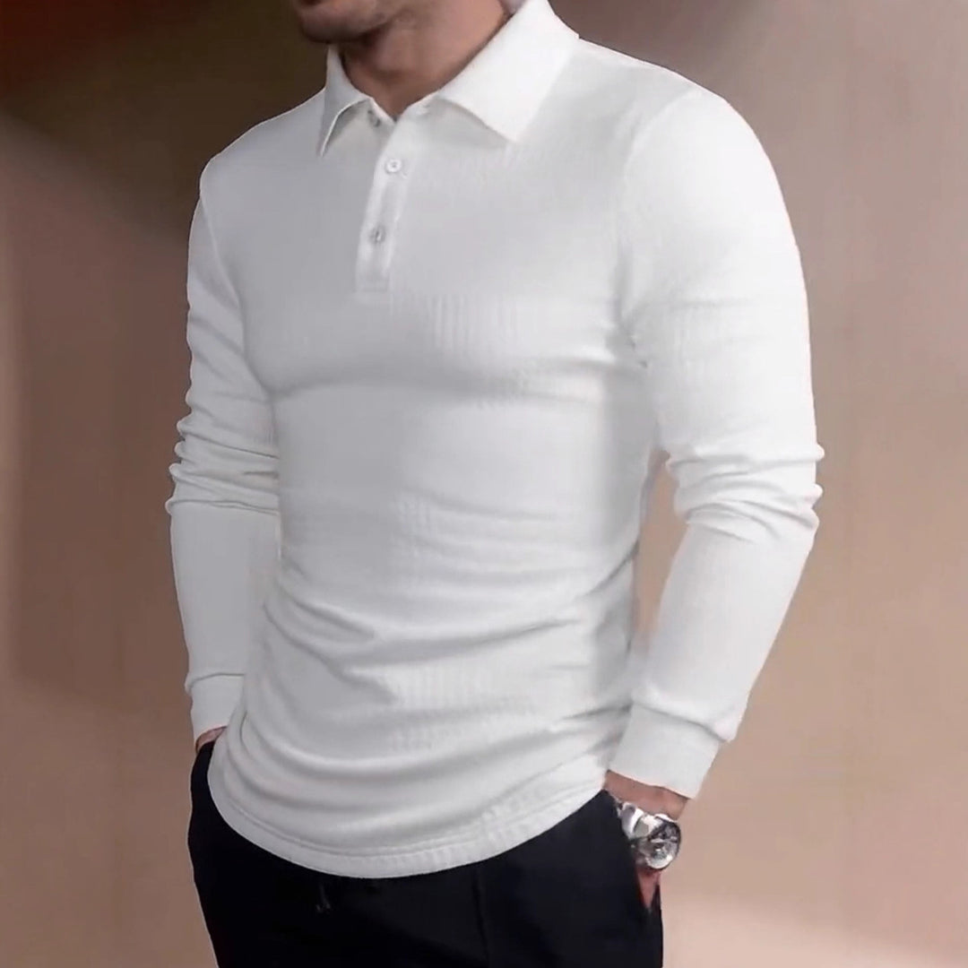 Men's tailored waffle knit polo shirt with classic polo collar Mune Fashion