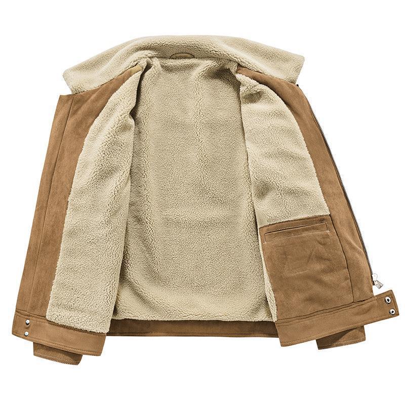 Men's velour imitation jacket in flight style with teddy lining and zip pockets Mune Fashion