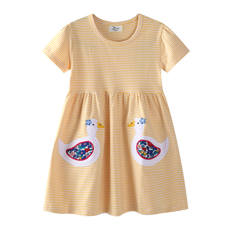 Girls casual dress withlovely duck appliqués Mune Fashion