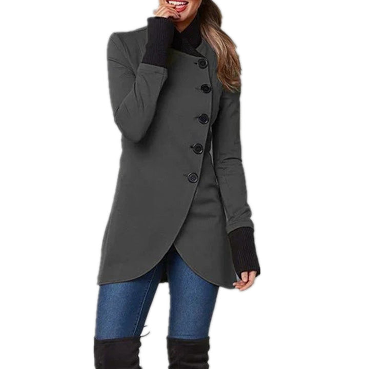 Women's nan asymmetrical long cardigan with button closure and ribbed cuffs Mune Fashion