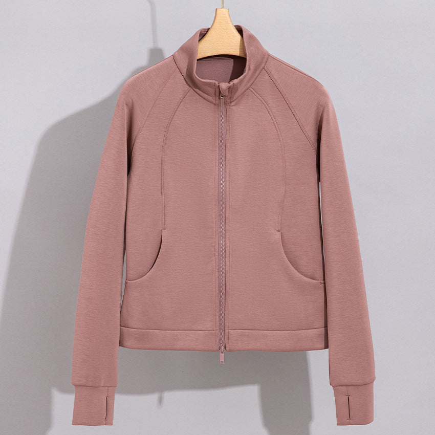 Women's Performance Training Jacket with Stand Collar and Thumb Hole Mune Fashion