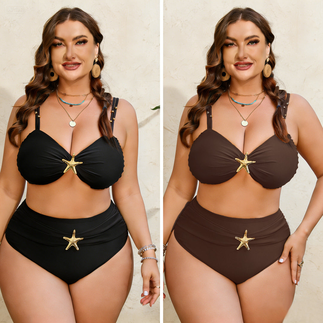 Women's High-Waist Bikini Set with Elegant Star Application Mune Fashion