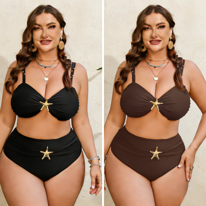 Women's High-Waist Bikini Set with Elegant Star Application Mune Fashion