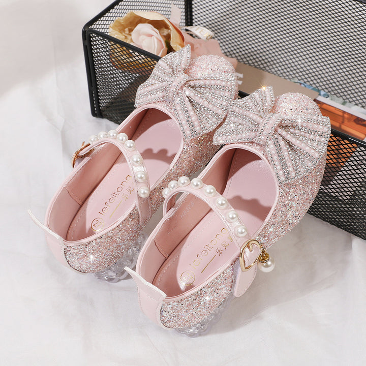 Ladies Glittering Ballet Flats with Pearl Closure Mune Fashion