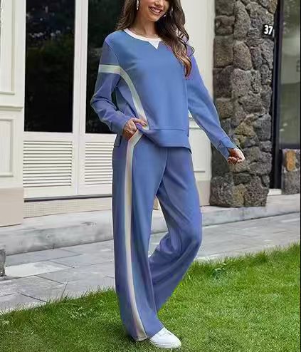 Women nan sports Lounge set with oversized sweatshirt, palazzo pants and side contrast stripes Mune Fashion