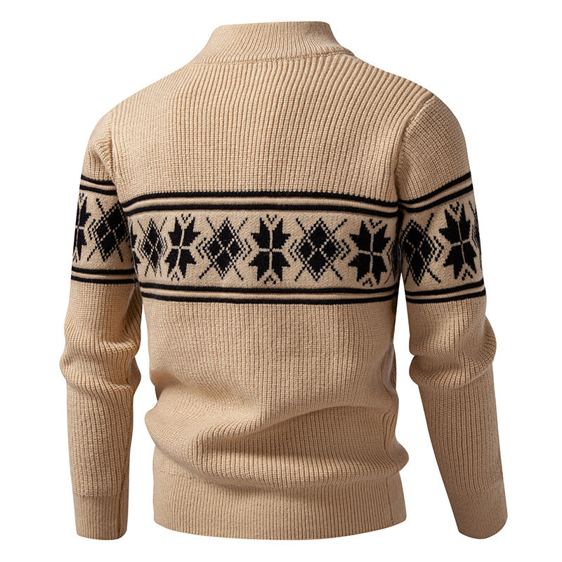 Men's Norwegian cardigan with full zip and high stand-up collar Mune Fashion