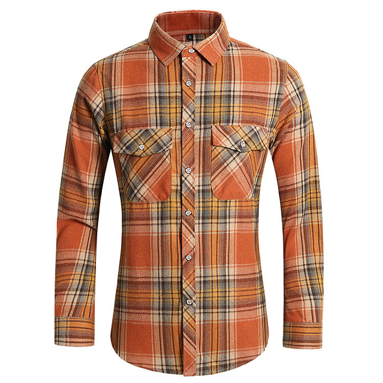Men's checkered flannel shirt with double breast pockets and kent collar Mune Fashion