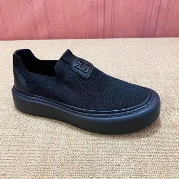 Men's Knit Slip-On Sneaker with Elastic Shaft and Thick Platform Sole Mune Fashion