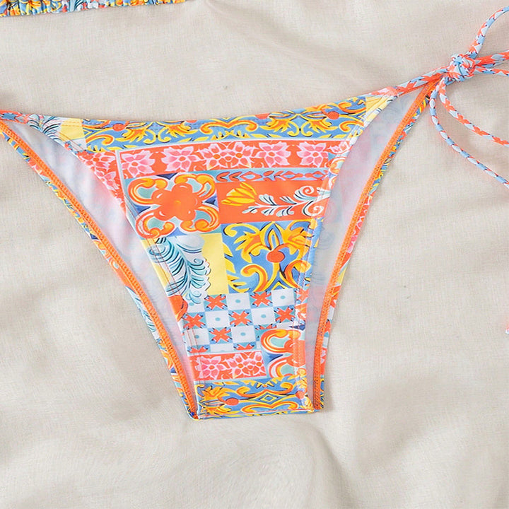 Women’s Triangle Bikini with playful floral pattern and adjustable straps Mune Fashion