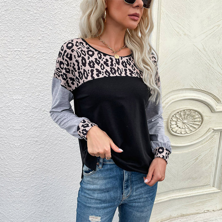 Women's Casual Jersey Long Sleeve with Leo Yoke, mottled sleeves and relaxed fit Mune Fashion