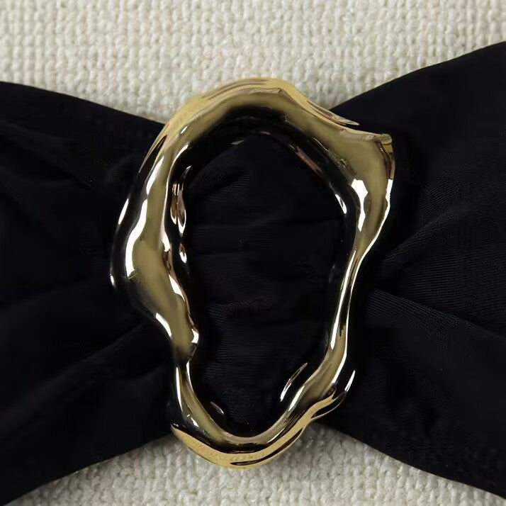Women's Bikini Set with Elegant Knot and Gold Accent Decoration Mune Fashion
