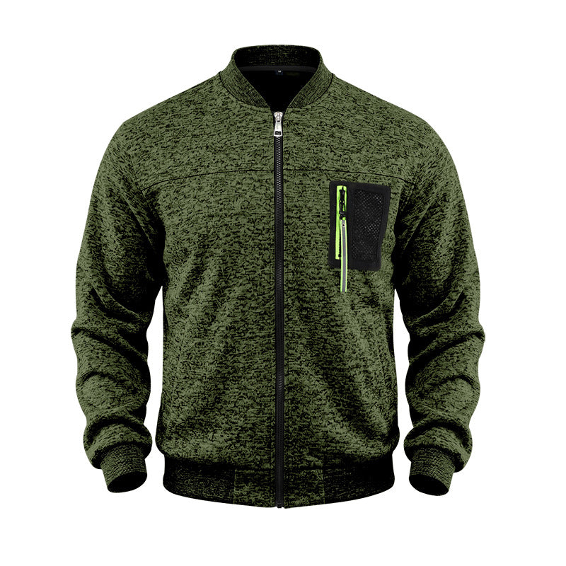 Men's mottled bomber jacket with zipper chest pocket and ribbed cuffs Mune Fashion