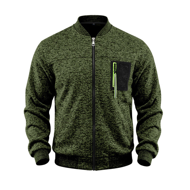 Men's mottled bomber jacket with zipper chest pocket and ribbed cuffs Mune Fashion