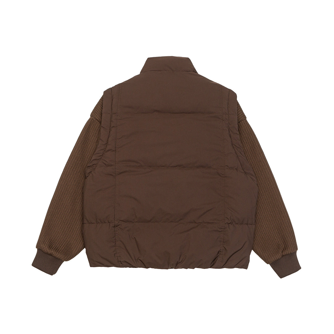 Men's Insulated Hybrid Quilted Jacket with Knitted Sleeves and High Standing Collar Mune Fashion