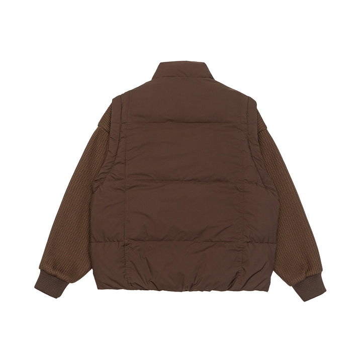 Men's Insulated Hybrid Quilted Jacket with Knitted Sleeves and High Standing Collar Mune Fashion