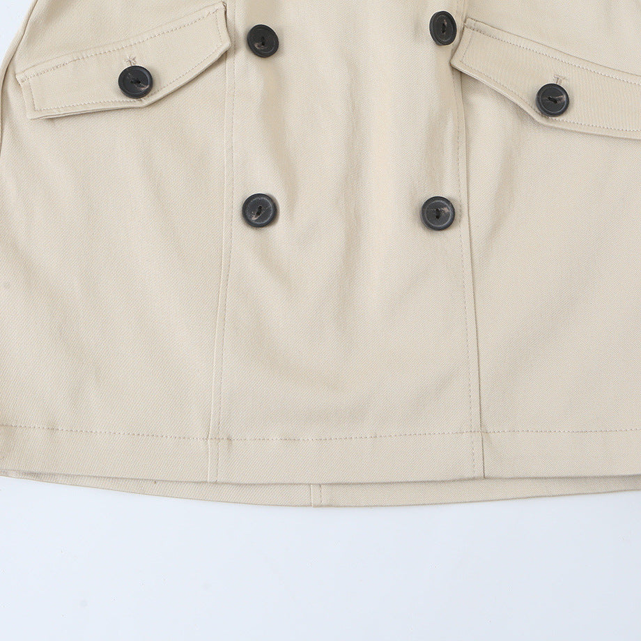 Women Sleeveless Trench Dress with Cut-Out and Double-Breasted Button Placket Mune Fashion