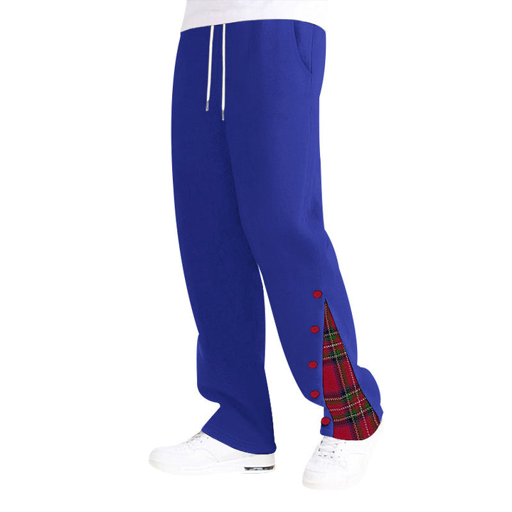 Unisex wide Relax joggers with side snap button placket and checkered insert Mune Fashion