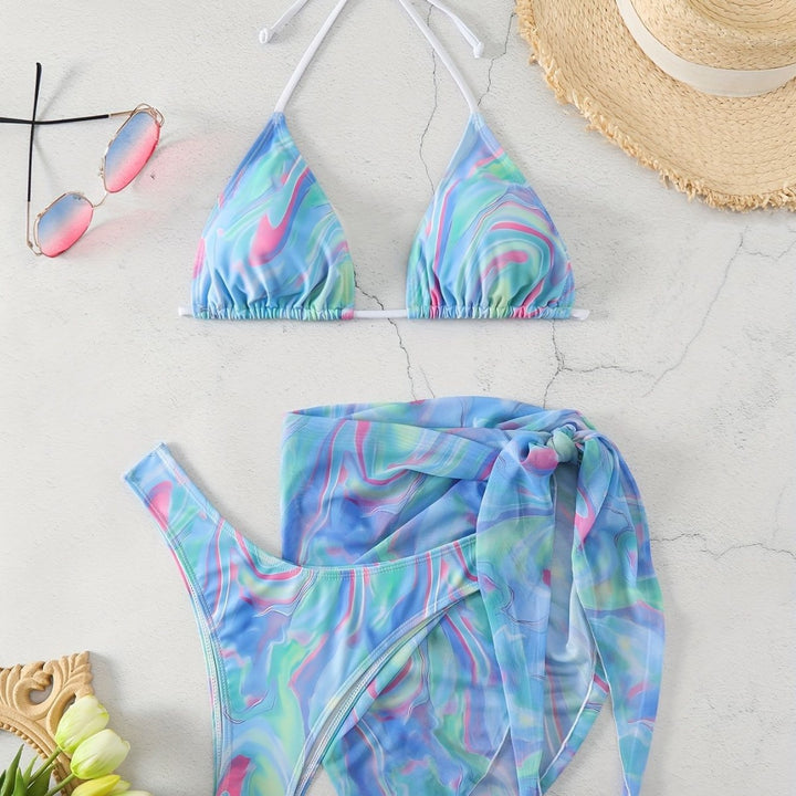Women's Triangle Bikini with Playful Wrap Skirt Mune Fashion
