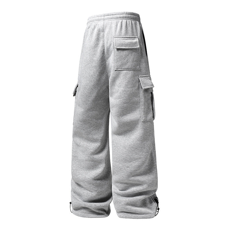 Men's Wide Cargo Jogging Pants with Thermofleece, Drawstring Waistband & Adjustable Leg Openings Mune Fashion