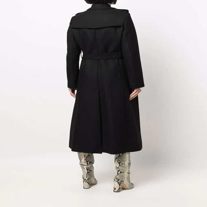 Women's trench coat-style overcoat with defined waist and shoulder straps Mune Fashion
