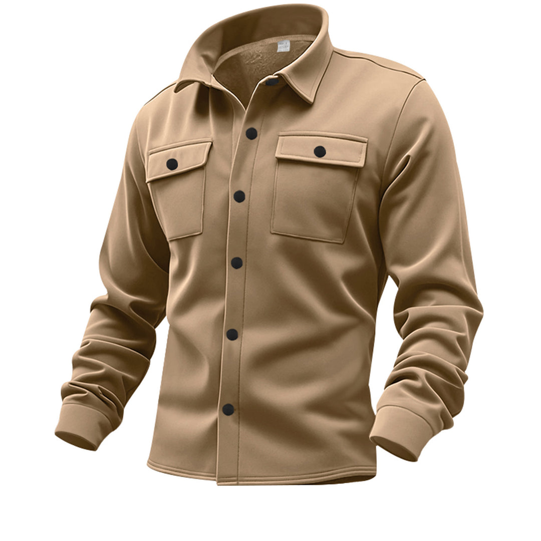 Men's Twill Overshirt with Shirt Collar, Flap Pockets and Straight Hem Mune Fashion