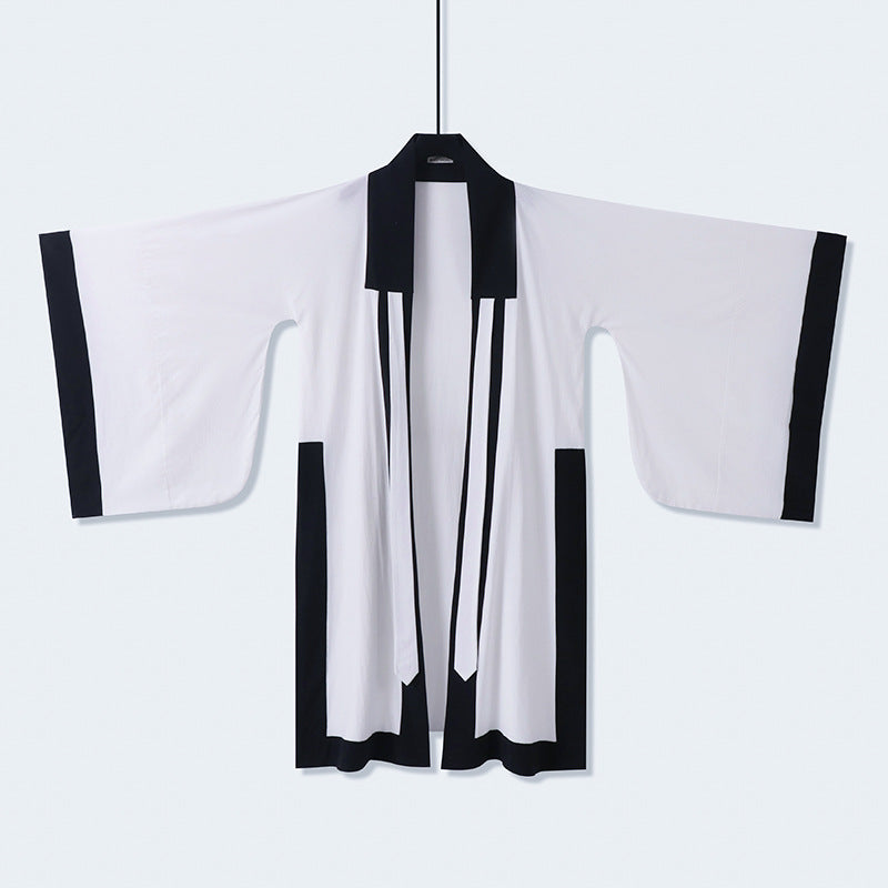 Unisex Oversize Kimono-Cardigan with contrast trim, tie belt and patch pockets Mune Fashion
