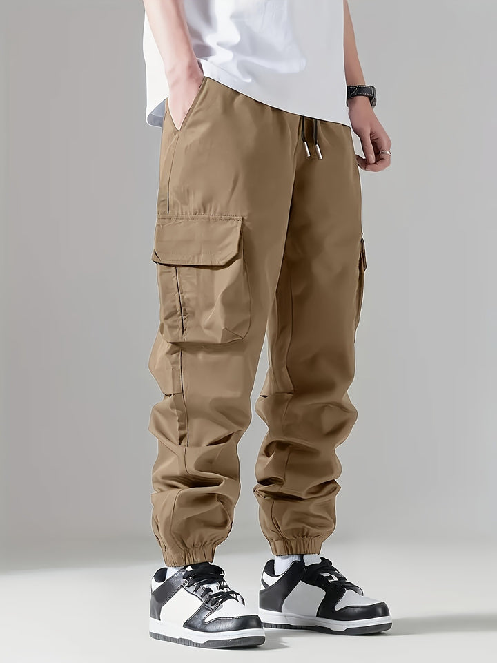 Men's cargo jogging pants with drawstring, multiple pockets & elastic cuffs Mune Fashion