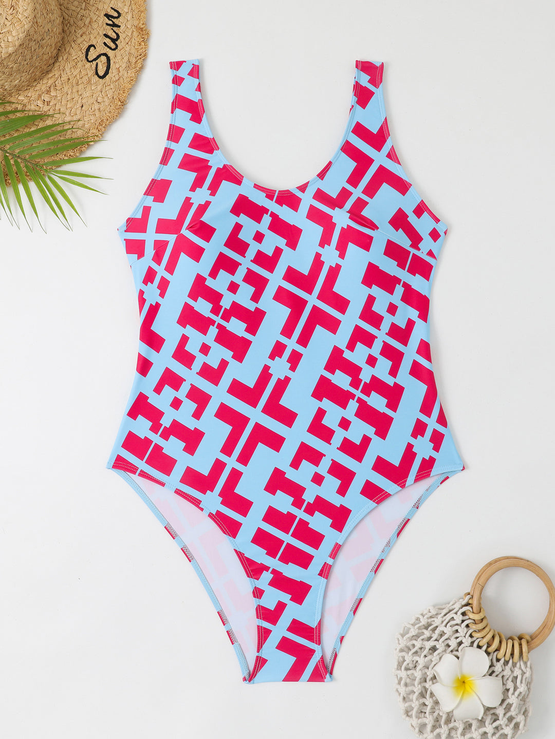 Women's One-Piece Swimsuit with Modern Geometric Design Mune Fashion