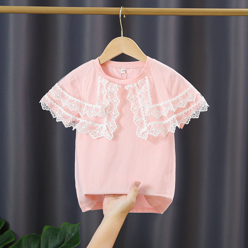 Girl T-shirt with lace sleeves Mune Fashion