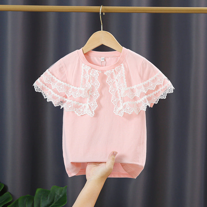Girl T-shirt with lace sleeves Mune Fashion