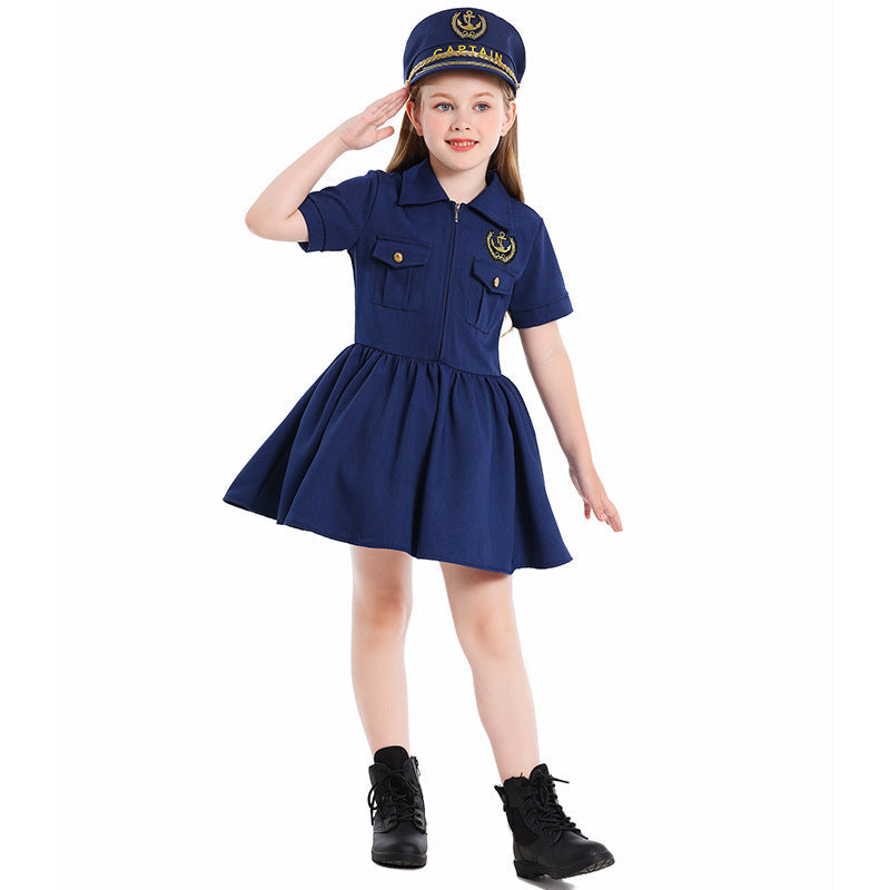 Girl Police Costume with Dress and Cap Mune Fashion