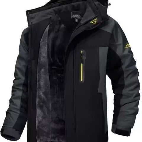 Men's trekking parka with warm teddy lining, detachable hood, and waterproof softshell outer layer Mune Fashion