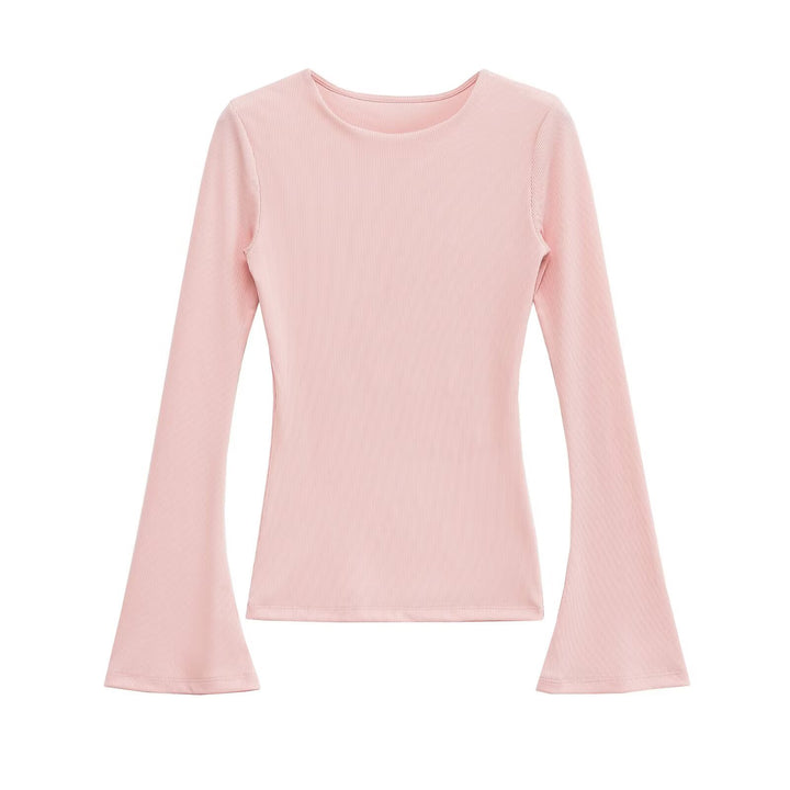 Women's Fitted Ribbed Long Sleeve with Flared Bell Sleeves Mune Fashion