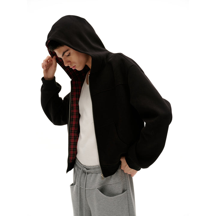 Unisex Hoodie with checked lining and full zip Mune Fashion