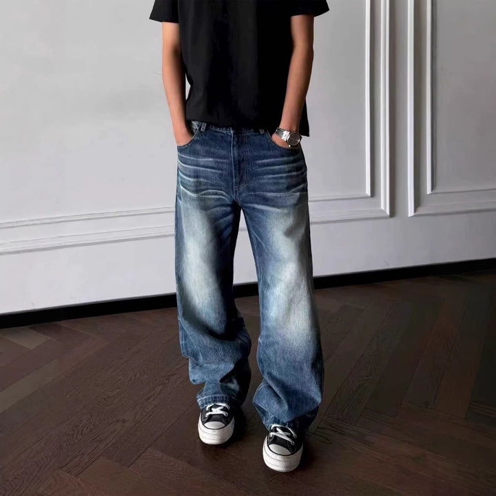 Men's Loose-Fit Denim Jeans with Vintage Effects Mune Fashion