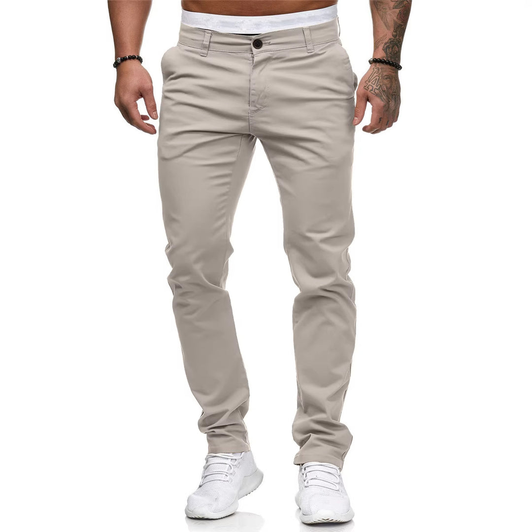 Men's slim-fit cotton stretch chinos with a medium rise and comfort waistband Mune Fashion